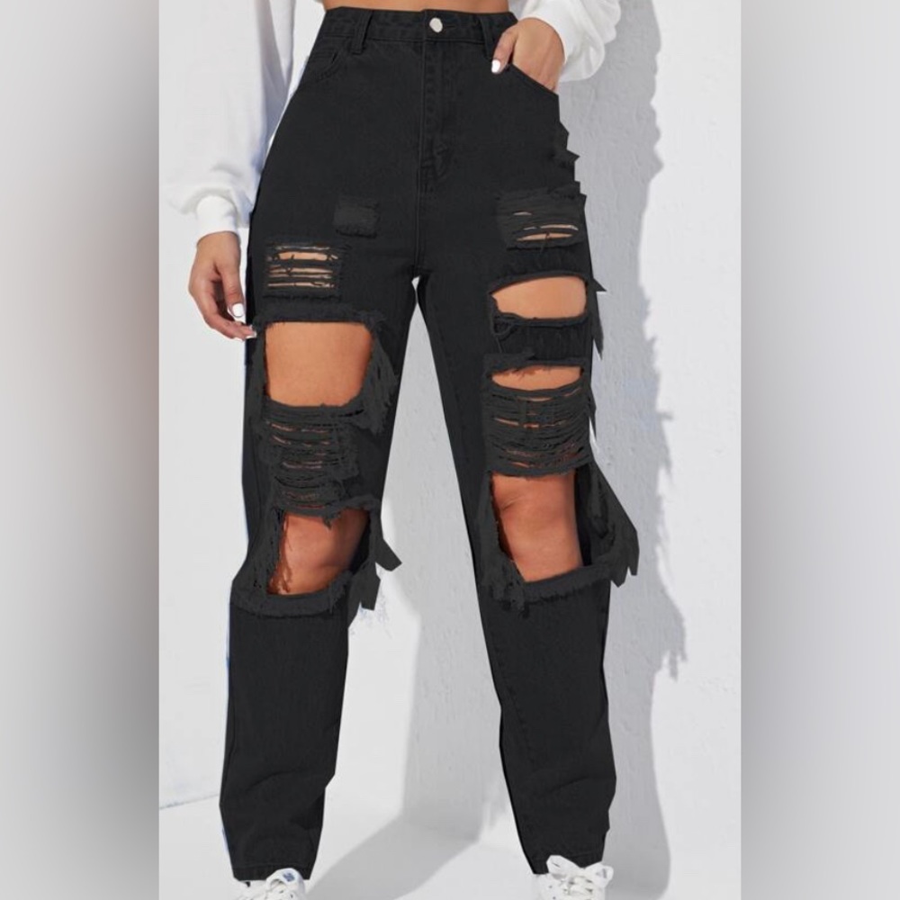 Black ripped jeans